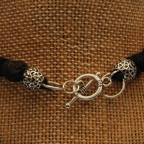 Antique Style Gold-Toned Cross Rhinestone on a 16 1/4" Handmade Black Hemp Chain - Picture 6 of 6